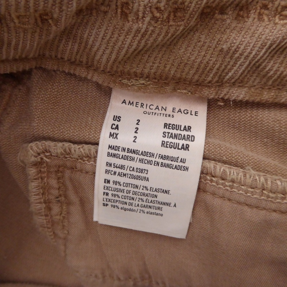 American Eagle Women Pants Tan Corduroy Flare Button Fly Size 2 - Picture 8 of 9